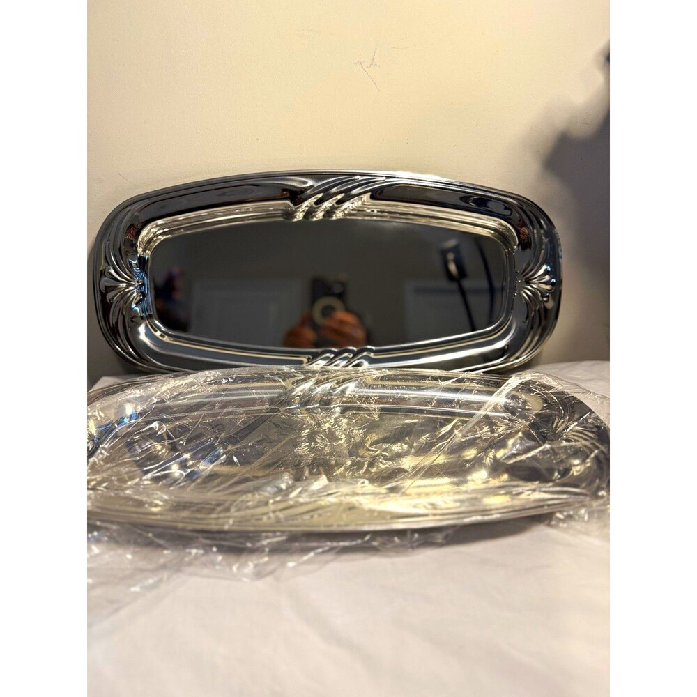 Lenox Kelly Stainless Steel Serving Tray Set of 2 Large Rect 17x9 Shiny New